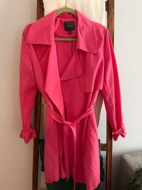 The Limited Hot Pink Trench Coat with Self-Tie Waist